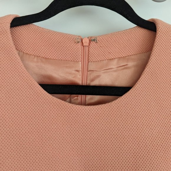 Salmon Pink Wool Long-Sleeve A-line Dress - Picture 3 of 7